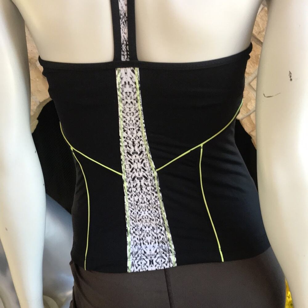 Athleta Torpedo Swim Tankini Top Built in Bra Black White Women's Size XS - Picture 5 of 9